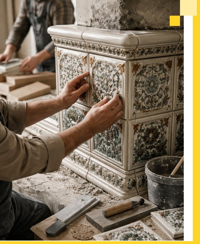 Изразцовые камины под ключ в Кушве: проект и монтаж