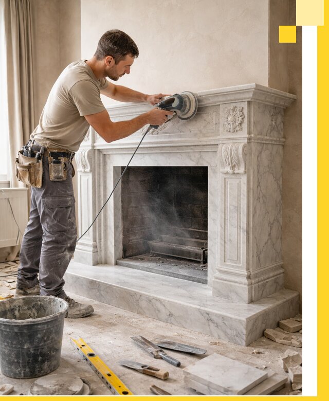 Изготовление и установка мраморных каминов в Кушве под ключ