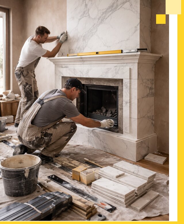 Отделка каминов в Кушве качественные облицовочные работы