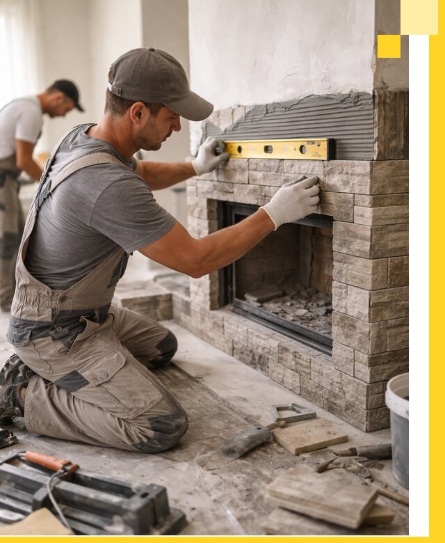 Облицовка каминов в Кушве, монтаж и отделка натуральным камнем