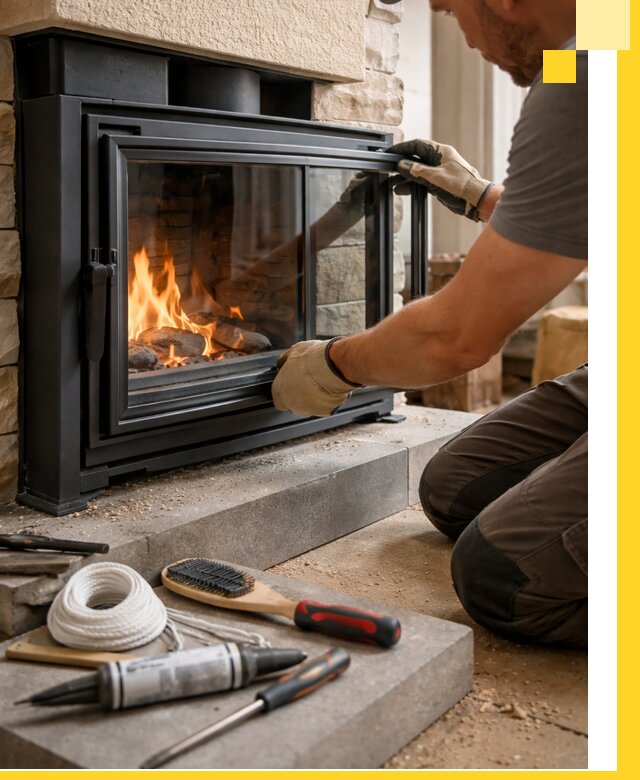 Производство, монтаж и доставка каминов со стеклом в Кушве