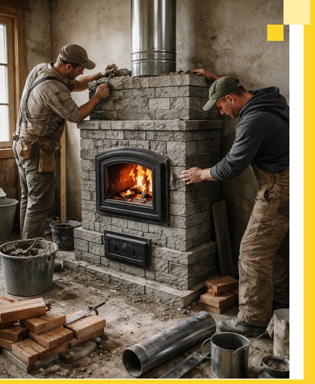 Производство, поставка и монтаж дровяных печей в Кушве