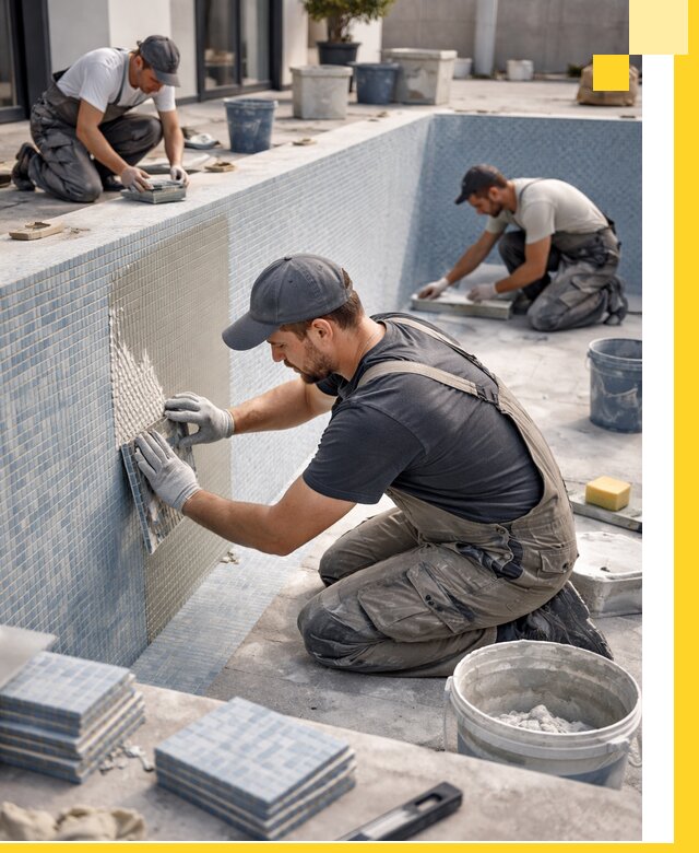 Облицовка бассейнов в Кушве плитка мозаика гидроизоляция