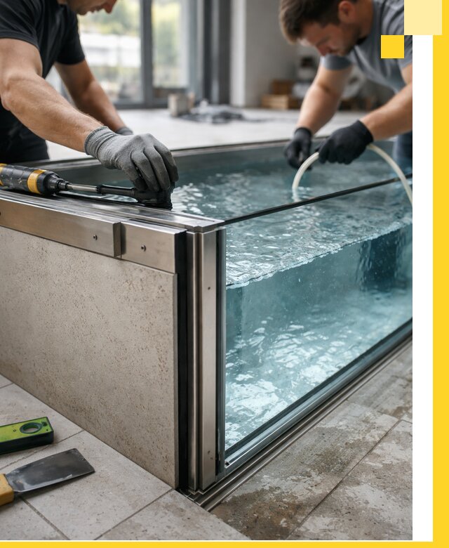 Проектирование и монтаж стеклянных бассейнов в Кушве