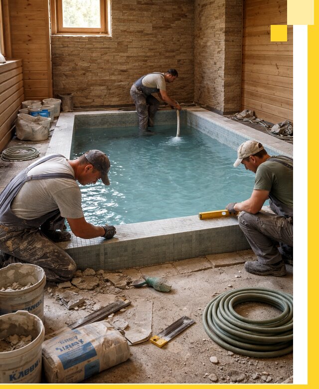 Проектирование и строительство бассейнов для бани в Кушве