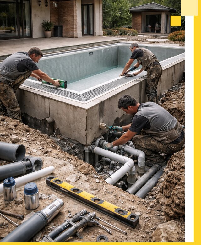 Строительство переливных бассейнов в Кушве под ключ