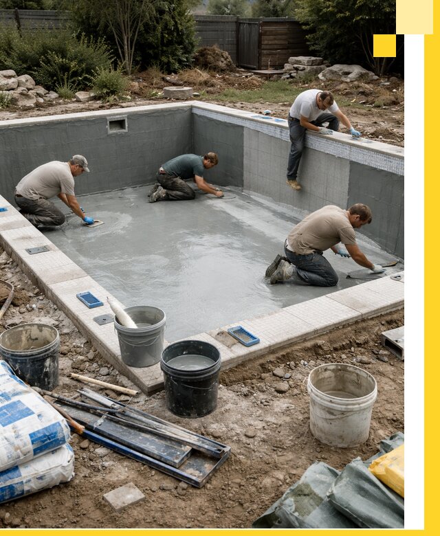 Изготовление и монтаж чаши бассейна под ключ в Кушве