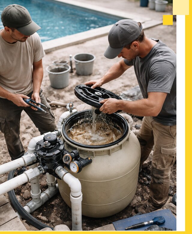 Установка и обслуживание песочных фильтров для бассейнов в Кушве