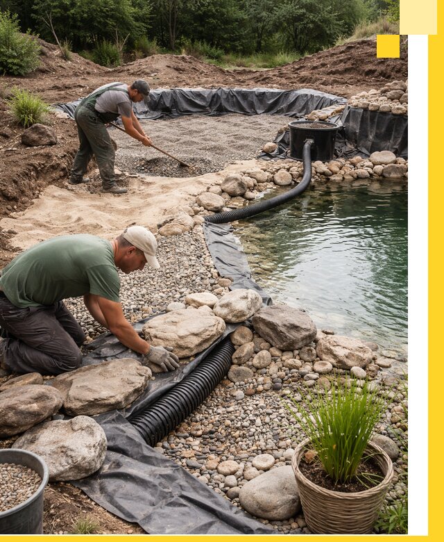 Строительство природных бассейнов и озер в Кушве под ключ