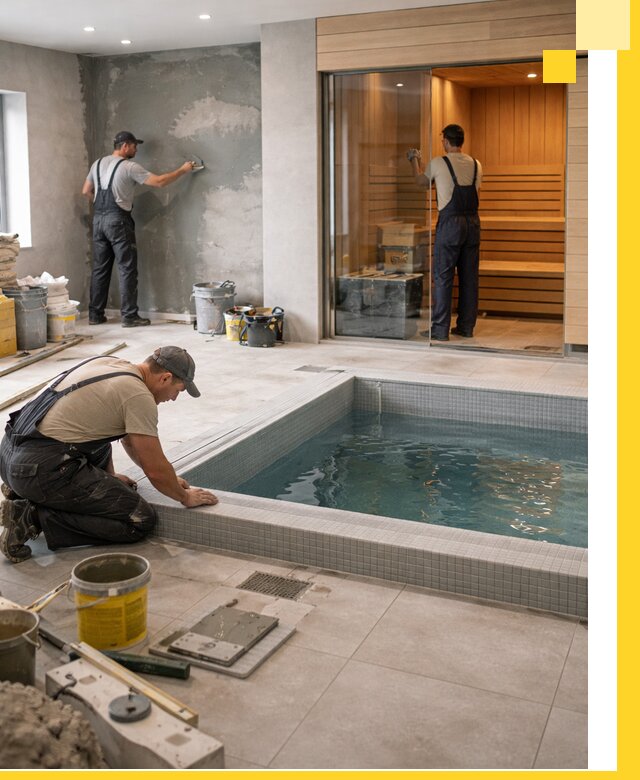 Проектирование и строительство сауны с бассейном в Кушве