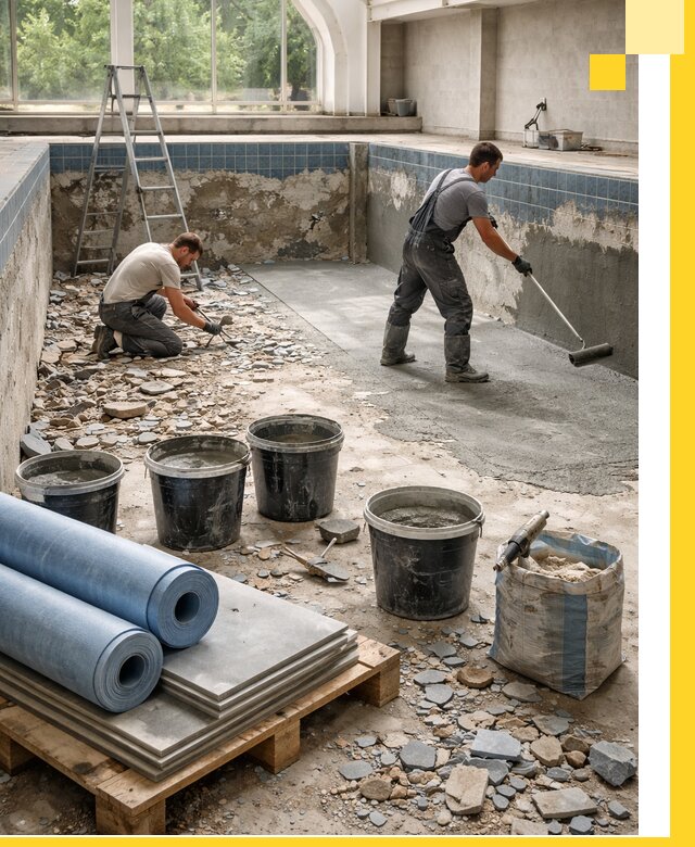 Реконструкция бассейнов в Кушве: ремонт, гидроизоляция