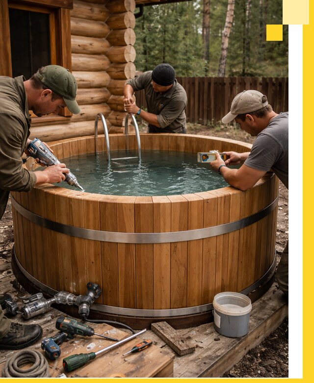 Строительство бань с купелью под ключ и отделкой в Кушве