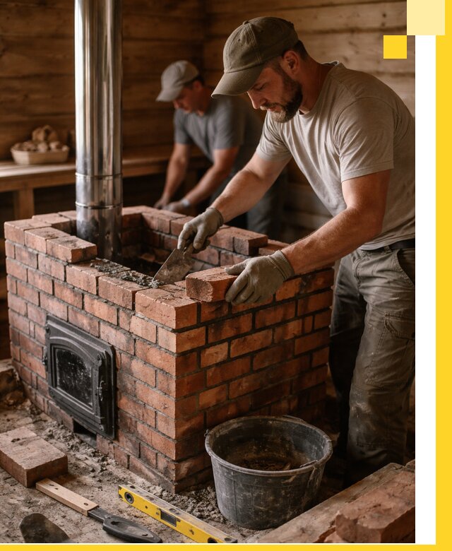 Кирпичные печи для бани под ключ в Кушве, проект и монтаж