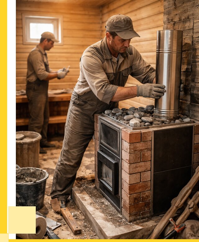 Монтаж печи в бане под ключ в Кушве от 20530 р. | ЭриданКшв