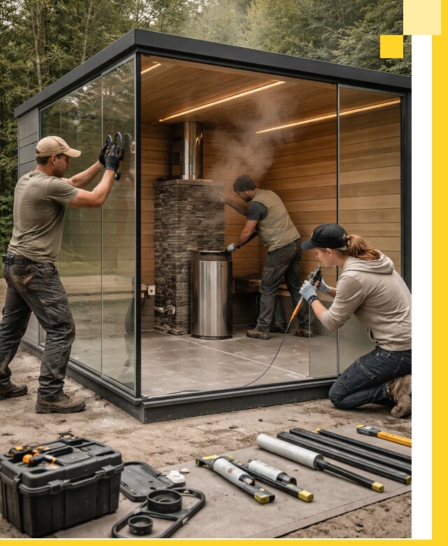 Проектирование и строительство стеклянных бань в Кушве