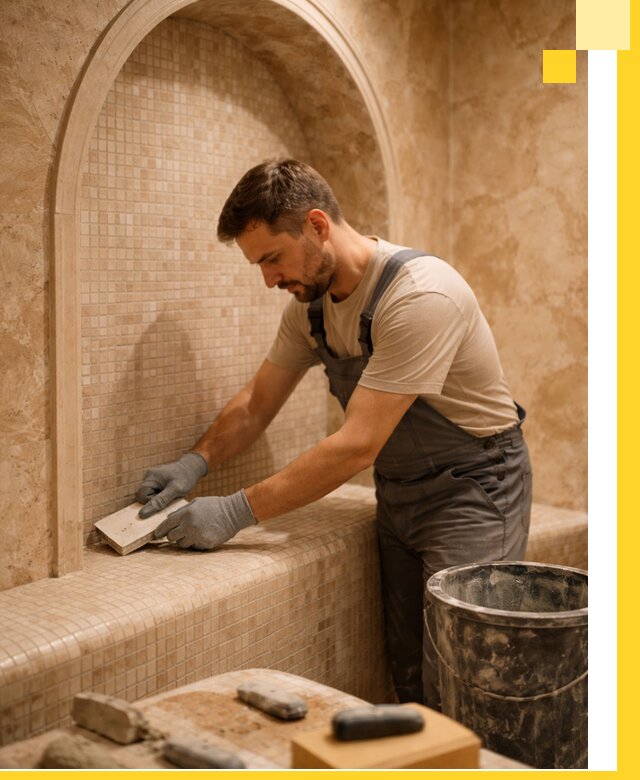 Профессиональная отделка хамамов с мозаикой под ключ в Кушве