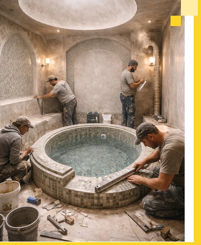 Профессиональное строительство хамама с бассейном в Кушве под ключ