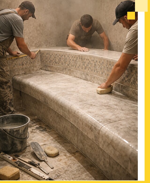 Изготовление и установка сидений для хамама в Кушве