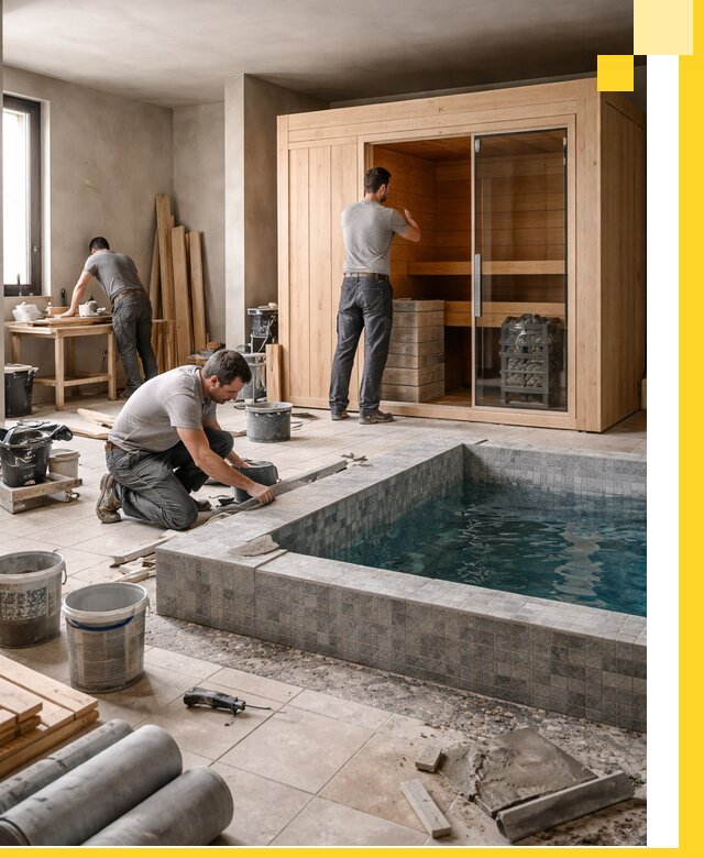 SPA зоны под ключ с бассейном сауной и печью в Кушве